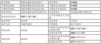 浦银安盛品质优选混合型证券投资基金 基金产品资料概要更新